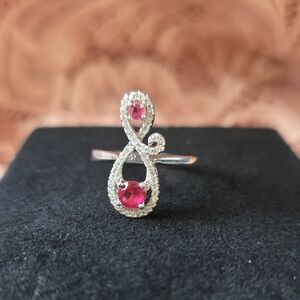 Vintage Sterling Silver Lab Ruby Size 8